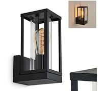 Applique murale d'extérieur Palanga, lampe d'extérieur en métal/verre noir/clair, applique verticale pour terrasse/cour/entrée, 1 x E27, applique avec un superbe effet lumineux, sans ampoules