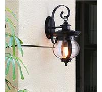 Applique Murale d'extérieur rétro Rustique, Petite Gourde, éclairage extérieur étanche, Finition Noire, luminaires en Aluminium, Douille E27, avec Applique Murale en Verre grainé, pour Jardin, v
