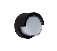 Applique Murale d'extérieur Ronde à LED Noire, étanche à l'eau et à la poussière, pour intérieur et extérieur, Double Usage, en Aluminium moulé sous Pression Mat, Abat-Jour en PC Double Couche