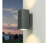 Applique murale d'extérieur XL up&down carrée en fonte d'aluminium anthracite IP54 résistante aux intempéries H : 19 cm 2xGU10 jardin terrasse maison spot mural applique murale