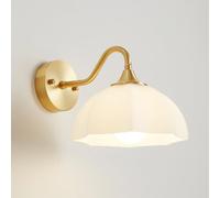 Applique Murale d'intérieur en Laiton brossé, Style Moderne du Milieu du siècle, avec Abat-Jour en Verre, Lampe Murale en céramique Blanche, éclairage de Chevet pour Chambre à Coucher, 1 lumière
