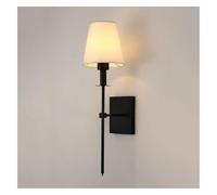Applique Murale d'intérieur Fine en métal avec Abat-Jour en Tissu Blanc, Style rétro, pour Salle de Bain, Chambre à Coucher, Salon