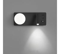 Applique Murale d'intérieur G9 avec Port de Charge USB, Rotation à 350° + 90°, Spot avec Interrupteur, Moderne, en Fer et Aluminium, pour Chambre à Coucher, Salon (lumière Blanche Noire)