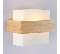 Applique Murale d'intérieur Moderne en Bois, Lampe de Couloir rectangulaire, Lampe de Chevet, Lampe de Nuit E27, éclairage Mural vers Le Haut et vers Le Bas avec Abat-Jour en Verre.