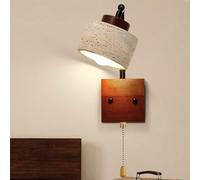 Applique murale d'intérieur vintage avec interrupteur à tirette, culot E27 rotatif à 350°, en travertin jaune naturel, lampe de chevet en bois 3000K, lampe décorative pour chambre, salon, couloir,A