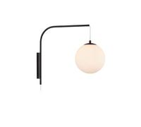 Applique murale Dione noire verre opale culot E14 40W - Markslöjd - Dione