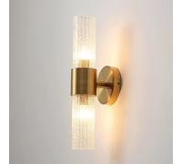 Applique murale dorée à 2 lampes - Applique murale nordique moderne avec abat-jour en verre à long tube craquelé, douille E14, idéale for la vanité de salle de bain, le salon, le couloir, la cheminée