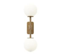 Applique Murale Double Astro Tacoma en Laiton Antique et Abat-jour Abat-jour Opale