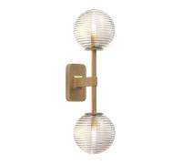 Applique Murale Double Astro Tacoma, Laiton Antique et Abat-jour Abat-jour Transparent