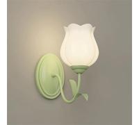 Applique Murale Double décorative en Forme de Fleur pour Chambre d'enfant, Style Nordique Moderne et Vert, avec Verre dépoli, luminaire d'intérieur câblé pour Chambre de Fille, Salon, Porche