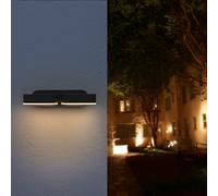 Applique Murale Double Noire LED 12W IP54 Orientable Ovale - Blanc Chaud 2300K - 3500K