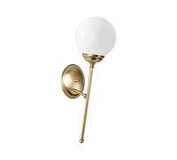 Applique Murale E14 En Bronze Clair Brillant Blanc Verre Laiton Massif NINA
