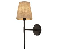 Applique Murale E14 H: 43Cm Noir Crème Tissu Métal Rustique Salon