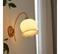Applique Murale E27, Douille Edison en cuivre avec Motif muguet crème Vintage, Lampe de Chevet, Lampe de Salle de Bain, Lampe de Toilette