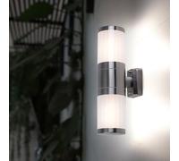 Spot mural lampe en acier inoxydable éclairage de jardin extérieur lampe UP DOWN blanc dans un ensemble comprenant des ampoules LED