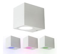 Applique murale, éclairage extérieur, applique murale, éclairage de façade, lampe de porte d'entrée, aluminium blanc, contrôle par application dimmable Smart RGB LED 4,5W 290Lm 2700-6400K, H 8 cm