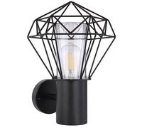 Applique murale éclairage extérieur applique murale extérieur grille de lampe de jardin noir, diamant acier inoxydable, 1x E27, LxHxP 21,8x32x27cm