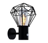 Applique murale éclairage extérieur Applique murale extérieure avec détecteur de mouvement Lampe de jardin détecteur de mouvement, noir grille diamant, 1x E27, HxLxB 34x22,5x27,5cm