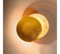 Applique Murale Eclipse Solaire Applique Rétro LED Galerie Murale Déco Salon Chambre Lampe Lune Lampe de Lecture Rotative à 350°, Laiton