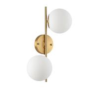 Applique Murale en Acier avec Fini en Laiton et 2 Boules en Cristal Givré ""OLIVIA"" E27