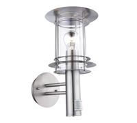 Applique murale en acier inoxydable détecteur de mouvement éclairage extérieur lanterne murale applique éclairage de façade avec détecteur de mouvement, télécommande dimmable, 1x LED RGB 9W, H 36 cm