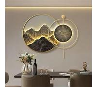 Applique Murale en Acrylique avec horloges murales, décoration Artistique, Paysage, Lampe Murale Suspendue, œuvre d'art, Peinture, Sculpture Murale pour Salon, Chambre à Coucher, entrée, 02, 50 x 50