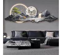 Applique Murale en Acrylique avec horloges murales, décoration Artistique, Paysage, Lampe Murale Suspendue, œuvre d'art, Peinture, Sculpture Murale pour Salon, Chambre à Coucher, entrée, 03, 60 x 180