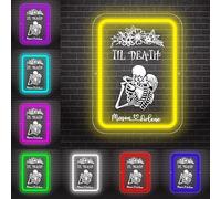 Applique murale en acrylique avec squelette en forme de cœur pour chambre à coucher, salon, bar, fête d'Halloween, tête de mort, fantôme, lampe néon LED