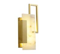 Applique Murale en albâtre de 11,8 Pouces, Applique Murale en marbre avec Cadre en Laiton, Appliques murales Modernes en Laiton et LED, luminaires muraux dorés pour Salon, Chambre, Salle de Bain
