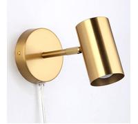 Applique Murale en Aluminium Doré, Spot Orientable avec Câble et Prise E27 pour Chambre, Salon d'Étude, Table de Nuit