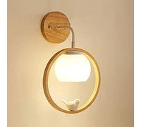 Applique Murale en Bois avec Abat-Jour Boule en Verre Blanc, Applique Murale créative en Forme de bûche, Douille E27, Applique Murale Nordique Moderne pour Chevet, Chambre d'enfant, Salon