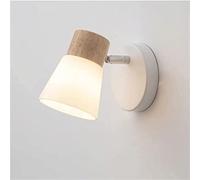 Applique Murale En Bois D'Hévéa, Fer Forgé Et Verre. Éclairage de Chevet Avec Douille E27. Convient Pour Le Salon, La Chambre, Les Toilettes, La Salle Den Et La Salle À Manger. Éclairage Led./1 Lumièr