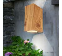 Applique murale Up Down 2 flammes lampe d'extérieur aluminium aspect bois applique d'extérieur verre, 2x douille GU10, LxH 6,8x15 cm
