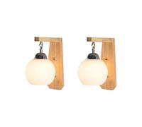 Applique Murale en Bois, Lampe en Verre Blanc, Lampe de Chevet pour Chambre à Coucher, Lampe de Chevet Moderne et créative pour Balcon, Couloir, escalier, allée, Lampe Murale à LED de diamètre.