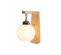 Applique Murale en Bois, Lampe en Verre Blanc, Lampe de Chevet pour Chambre à Coucher, Lampe de Chevet Moderne et créative pour Balcon, Couloir, escalier, allée, Lampe Murale à LED de diamètre.