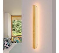 Applique Murale En Bois LED Longue Éclairage Mural Intérieur Moderne Applique Murale Dimmable Avec Télécommande En Bambou Appliques Pour Chambre À Coucher Salon Couloir D'escalier,80cm,29w