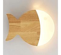 Applique murale en bois pour chambre d'enfant petit poisson, lampe de nuit décorative pour chambre garçon/fille, applique murale créative couleur animal, appliques murales de couloir de chambre à couc