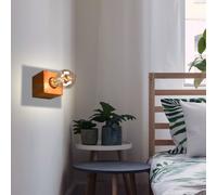 Applique murale en bois style maison de campagne, lampe de salon en bois de forme carrée, sans abat-jour, 1x E27, Lxl 10x10 cm