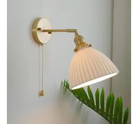 Applique murale en céramique avec finition en laiton - Élégante suspension d'intérieur pour chambre à coucher, salle à manger, couloir avec interrupteur à chaîne