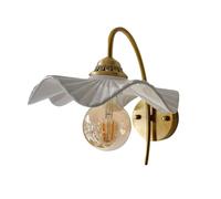 Applique Murale en céramique en Forme de Fleur française, Lampe de Chevet pour Chambre à Coucher, Applique Murale en Laiton brossé de 24 cm avec Abat-Jour en céramique pour Salon, Douille E27