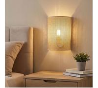 Applique murale en corde de jute beige avec câble et douille E27 Abat-jour avec intérieur en acrylique, interrupteur intégré