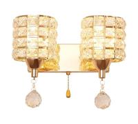 Applique Murale en Cristal à 2 lumières avec Interrupteur Marche/arrêt, Style Nordique Moderne, luminaire cylindrique en Verre pour Chambre à Coucher, Chevet, Salon, Couloir, Douille E14