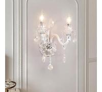 Applique Murale en Cristal Blanc Style campagnard français, 2 lumières, éclairage Mural Moderne, Bougie, Lampe Murale pour Chambre à Coucher, Salle de Bain, Salon