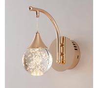 Applique Murale en Cristal Globe, luminaire Mural LED Moderne avec 3 températures de Couleur, Applique Murale en Or Rose, éclairage Mural intérieur pour Chambre à Coucher, Chevet, Salle de Bain