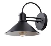 Applique Murale En Fer Forgé Rustique Et Étanche Pour Extérieur, À Une Seule Tête, Culot E27, Style Antique Et Décoratif Moderne, Idéale Pour Villa, Jardin, Clôture, Portail, Terrasse Ou Cour./Noir