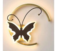 Applique murale en laiton - Kit de décoration moderne LED papillon pour chambre d'enfant - Design nordique simple