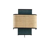 Applique murale en lin bleu paon et rabane naturelle H28 cm TERA