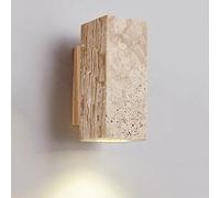 Applique Murale en marbre Naturel Vintage en Bois Ferme Couloir Lampe Murale Longue linéaire Moderne Cylindre en Pierre Applique Murale luminaire intérieur pour Chambre à Coucher Chevet Salon entrée