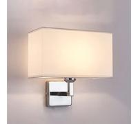 Applique Murale en Métal Chromé Intérieur Tissu Lanterne Murale Moderne Simple Applique Murale Chambre Salon Applique Murale Tête Unique Luminaire Rectangle Abat-Jour en Tissu