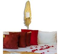 Applique murale en métal - Porte-bougie mural Golden Leaf,Décoration d'art en fer forgé, pour décoration de café, bureau, éclairage de chemins